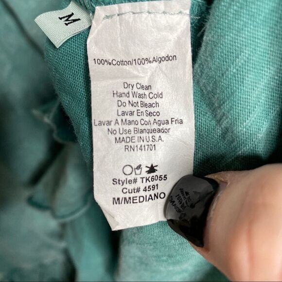 143 Story by Line Up Womens Mint Green Asymmetrical Ruffle Long Sleeve Top - Picture 5 of 6